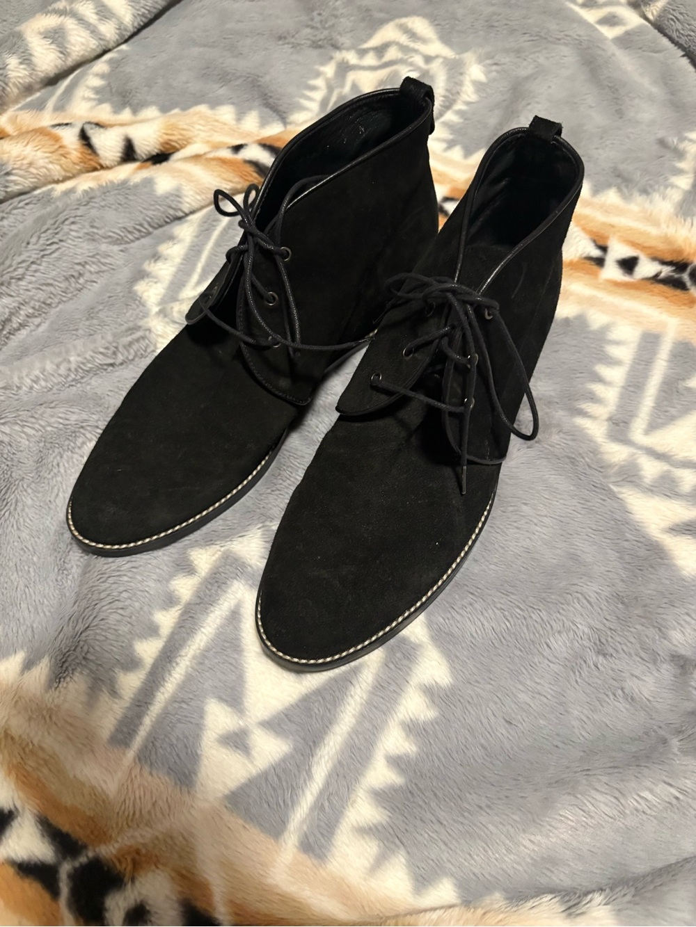 Stuart Weitzman Black Suede Chukka Lace-Up Boots